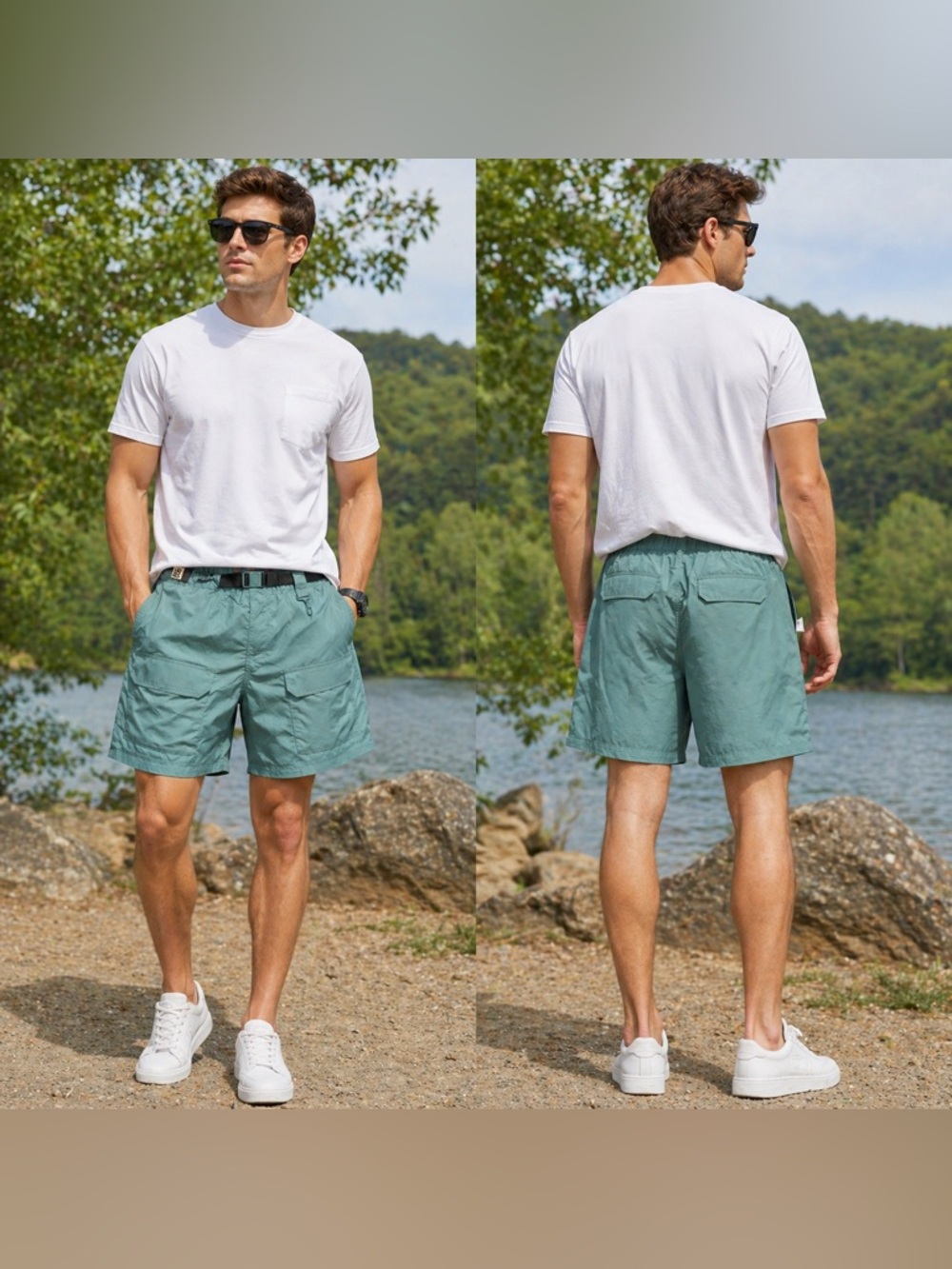 🆕 RC Outdoor Supply Double Layer Cargo Shorts Men’s Size 30 Teal Utility Hiking
